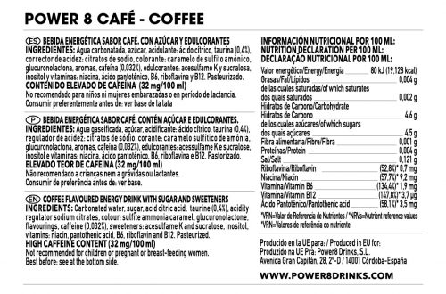 Power 8 - Tablas ingredientes web_Cafe